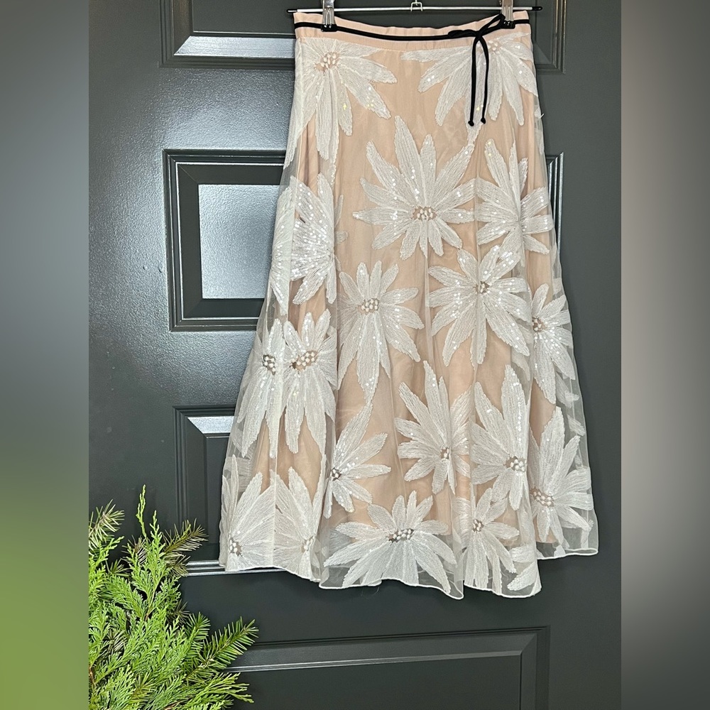 Anthropologie Eva Franco Floral Lace Midi Skirt - Picture 2 of 7
